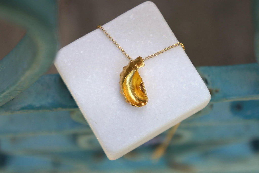 Sea Shell Necklace: Real Gold Pendant - 9K, 14K, or 18K Chain