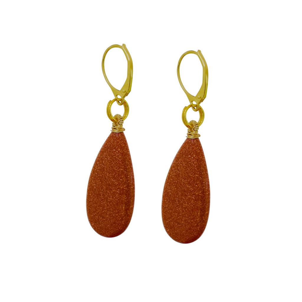 Brown Goldstone Yellow Gold Vermeil Earrings, Bold and Beautiful Statement Jewelry, Bloom Collection | by nlanlaVictory