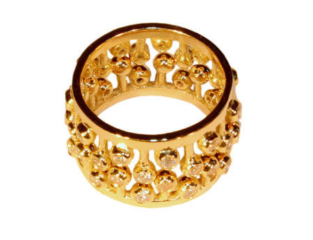 Crown Ring: Fullest Diamond Double Stack Set of Two: 14K Gold