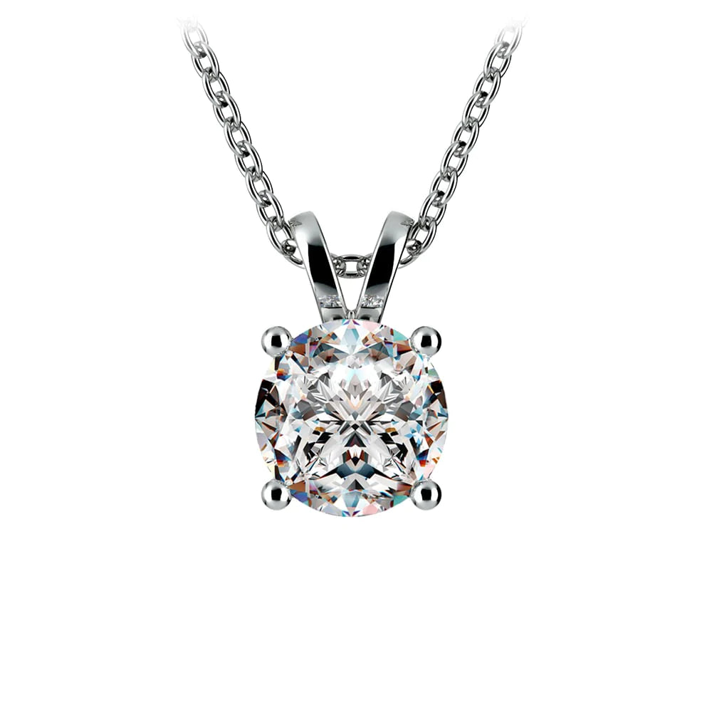 1.50 Ctw Prong Set Round Lab Grown Diamond Pendant In White /Yellow Gold G-VS-4
