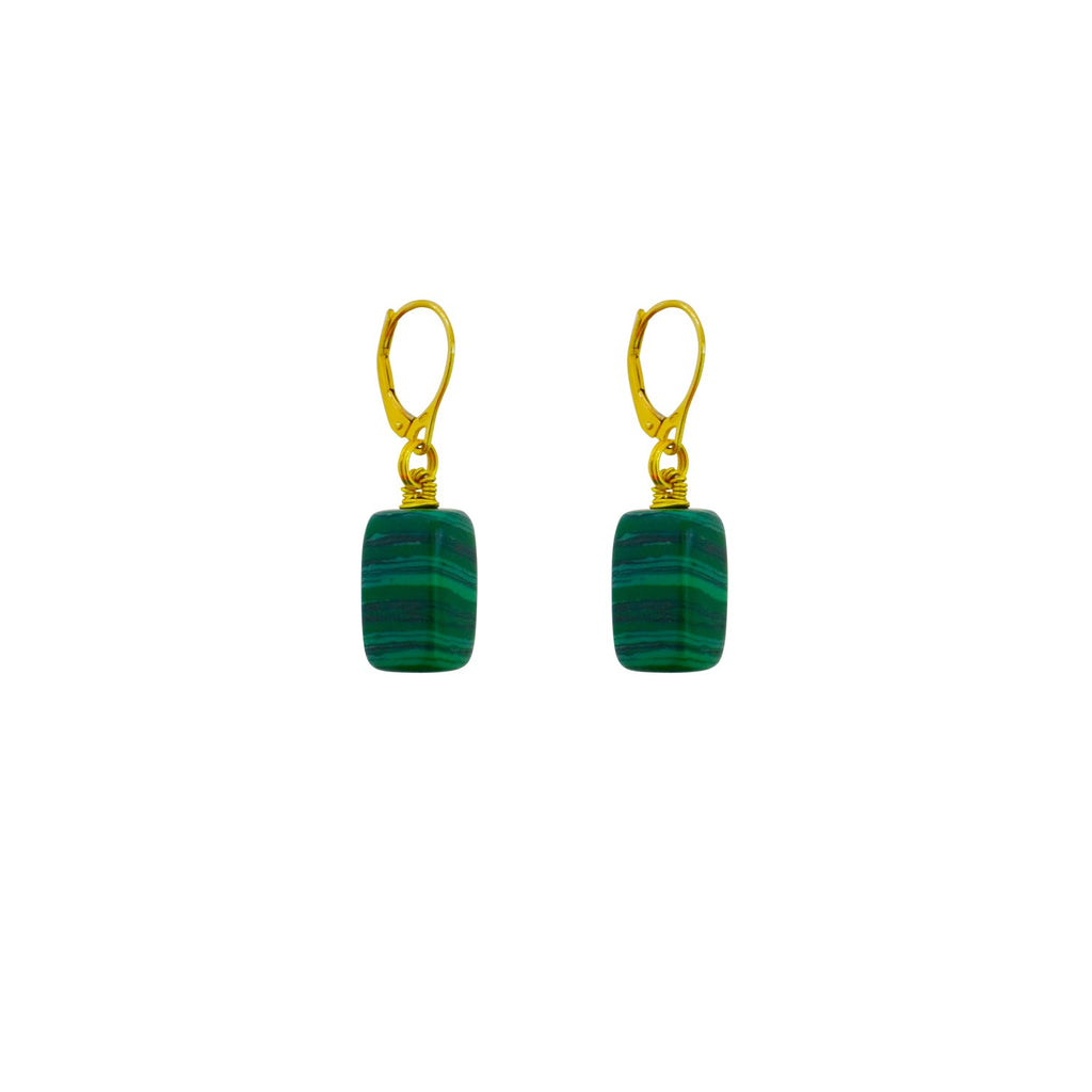 Malachite and Yellow Gold Vermeil Earrings, Gemstone Earrings, Bloom Collection | by nlanlaVictory