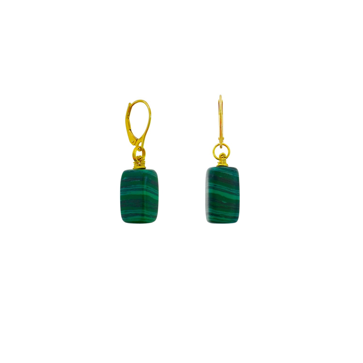 Malachite and Yellow Gold Vermeil Earrings, Gemstone Earrings, Bloom Collection | by nlanlaVictory