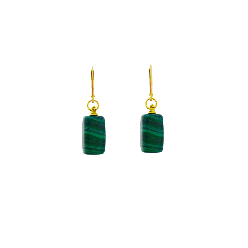 Malachite and Yellow Gold Vermeil Earrings, Gemstone Earrings, Bloom Collection | by nlanlaVictory