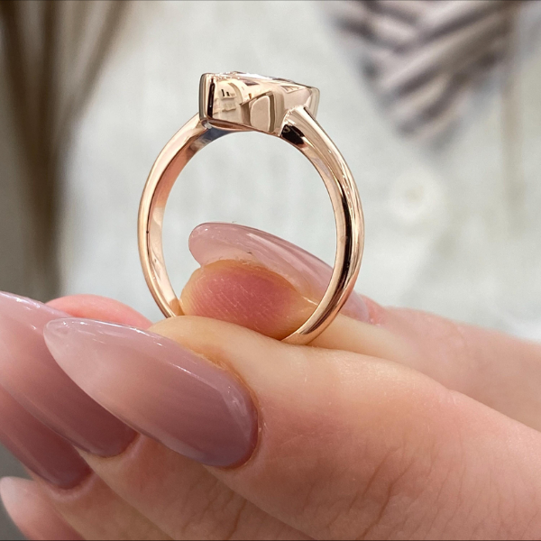 Marquies Cut Diamond Bezel Setting 14K Solid Gold Solitaire Engagement Ring