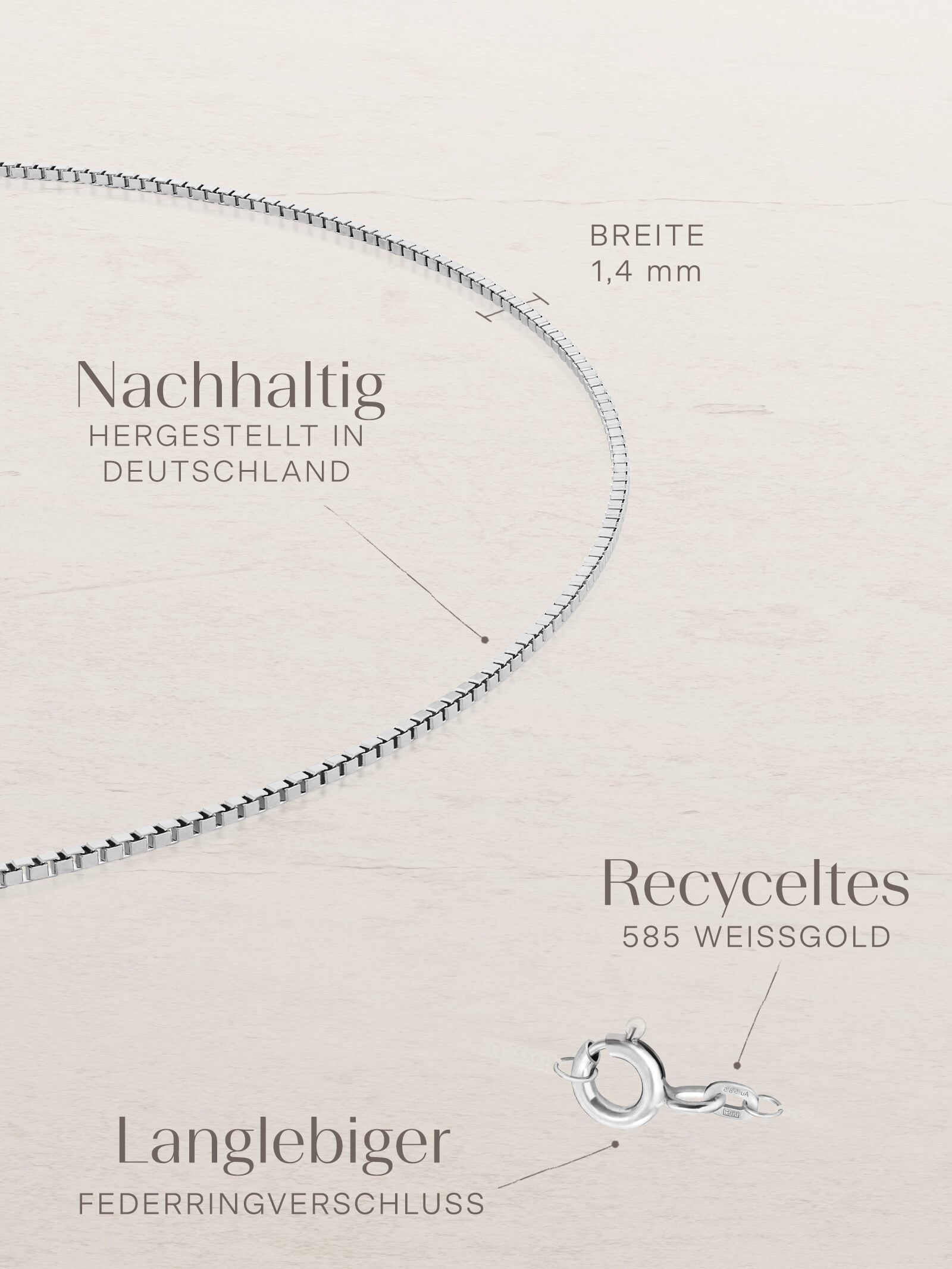 Venezianerkette VENICE Filigran 14k Weißgold