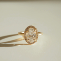 2 to 3 Carat Oval Cut Single Halo 14K Solid Gold Solitaire Diamond Engagement Ring