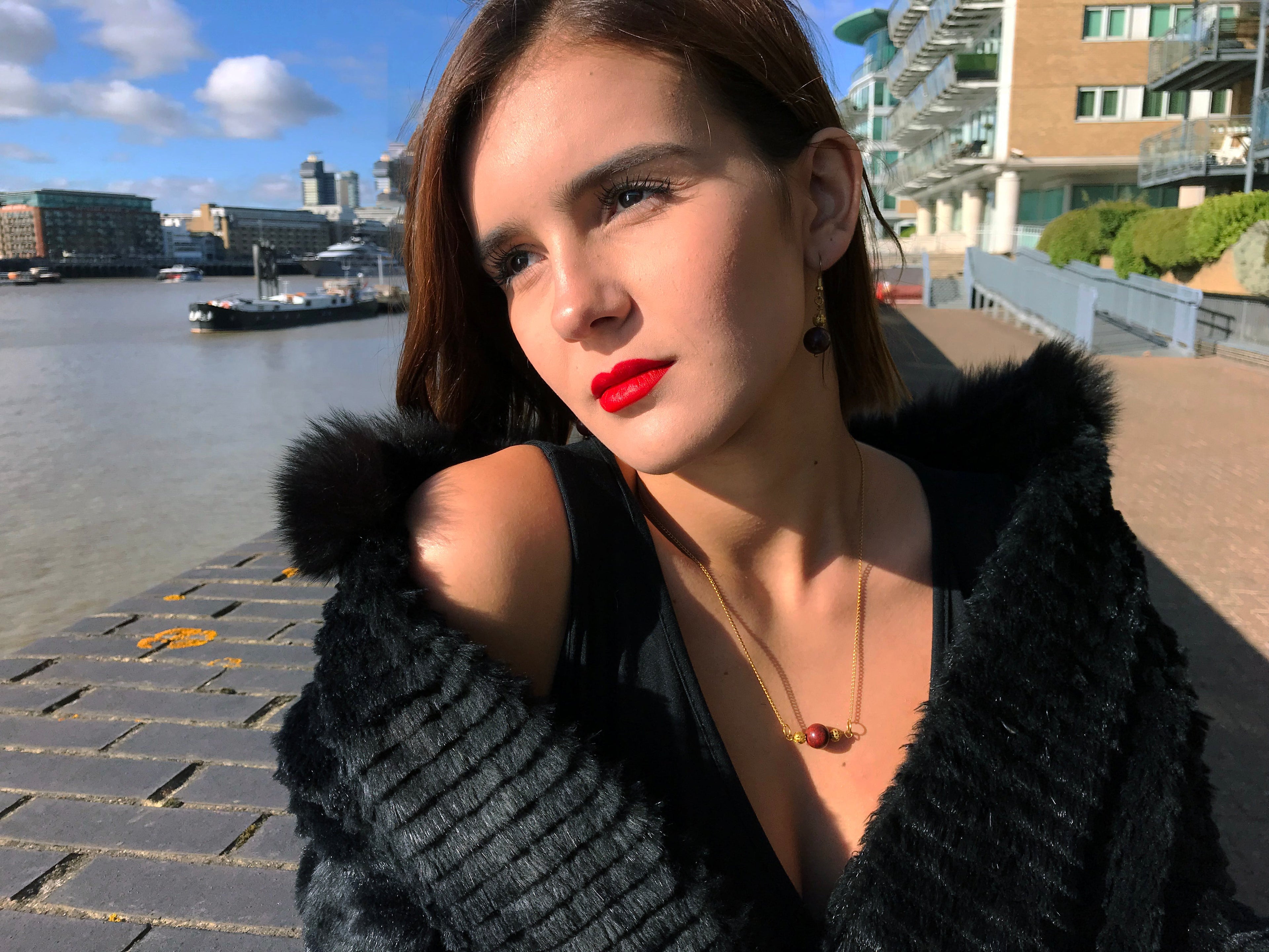 Jasper Gold Vermeil Necklace, Red Jasper Necklace, Gemstone Pendant Necklace | by nlanlaVictory