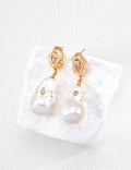 Vintage Natural Baroque Pearl Zircon Earrings