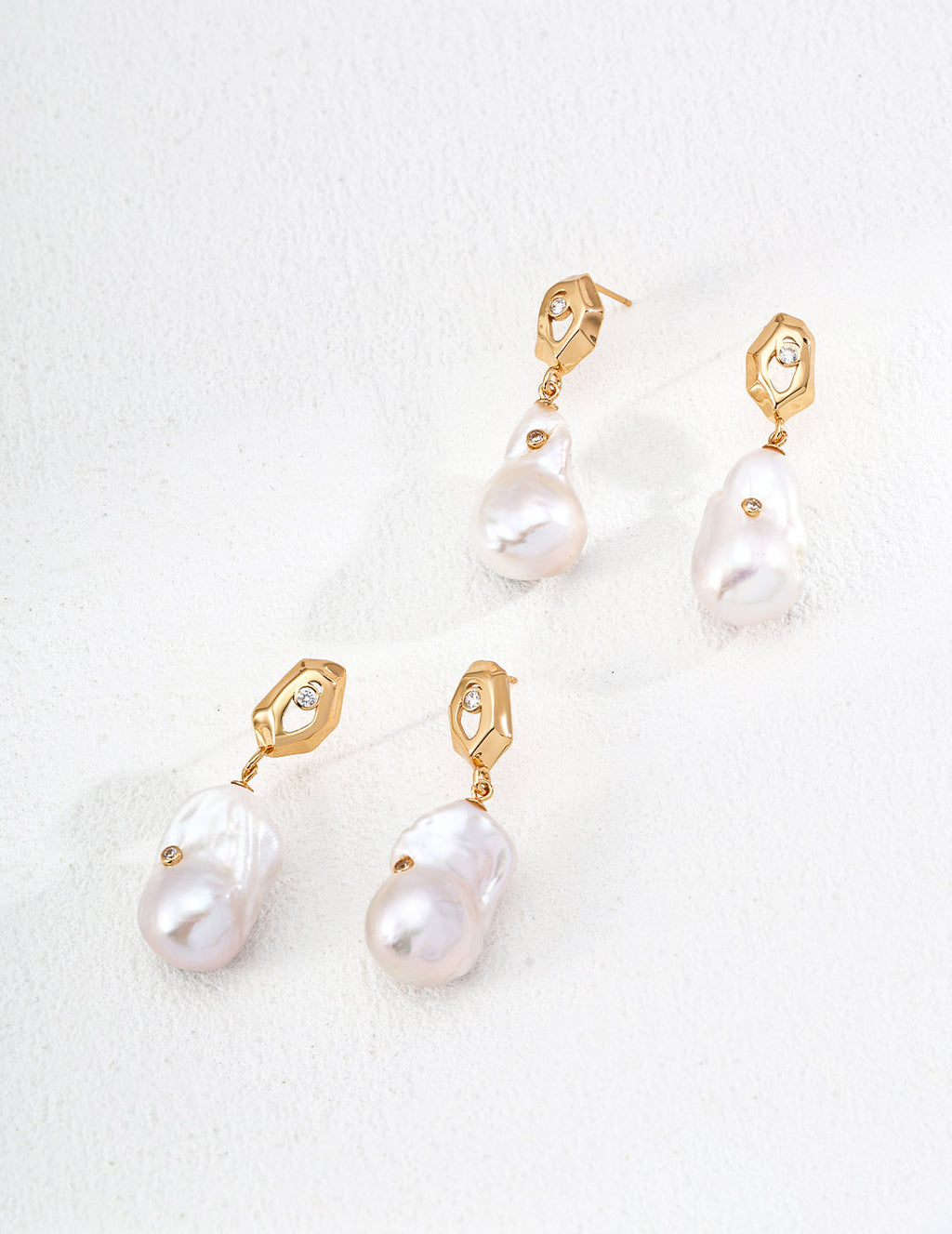 Vintage Natural Baroque Pearl Zircon Earrings